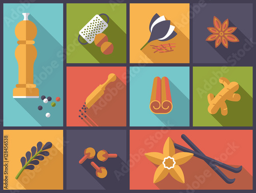 Spices flat design vector illustration.