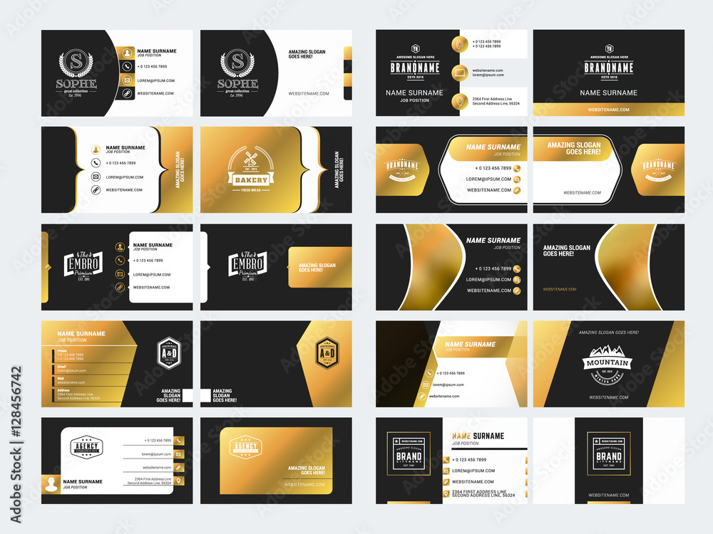 Set of elegant double-sided business card templates with logotype ...