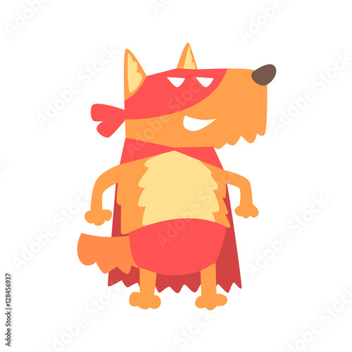 Dog Smiling Animal Dressed As Superhero With A Cape Comic Masked Vigilante Geometric Character