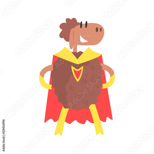 Sheep Smiling Animal Dressed As Superhero With A Cape Comic Masked Vigilante Geometric Character