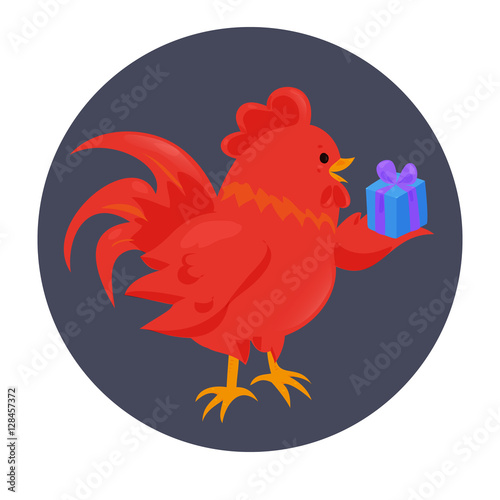 Cartoon chinese zodiac fire rooster.