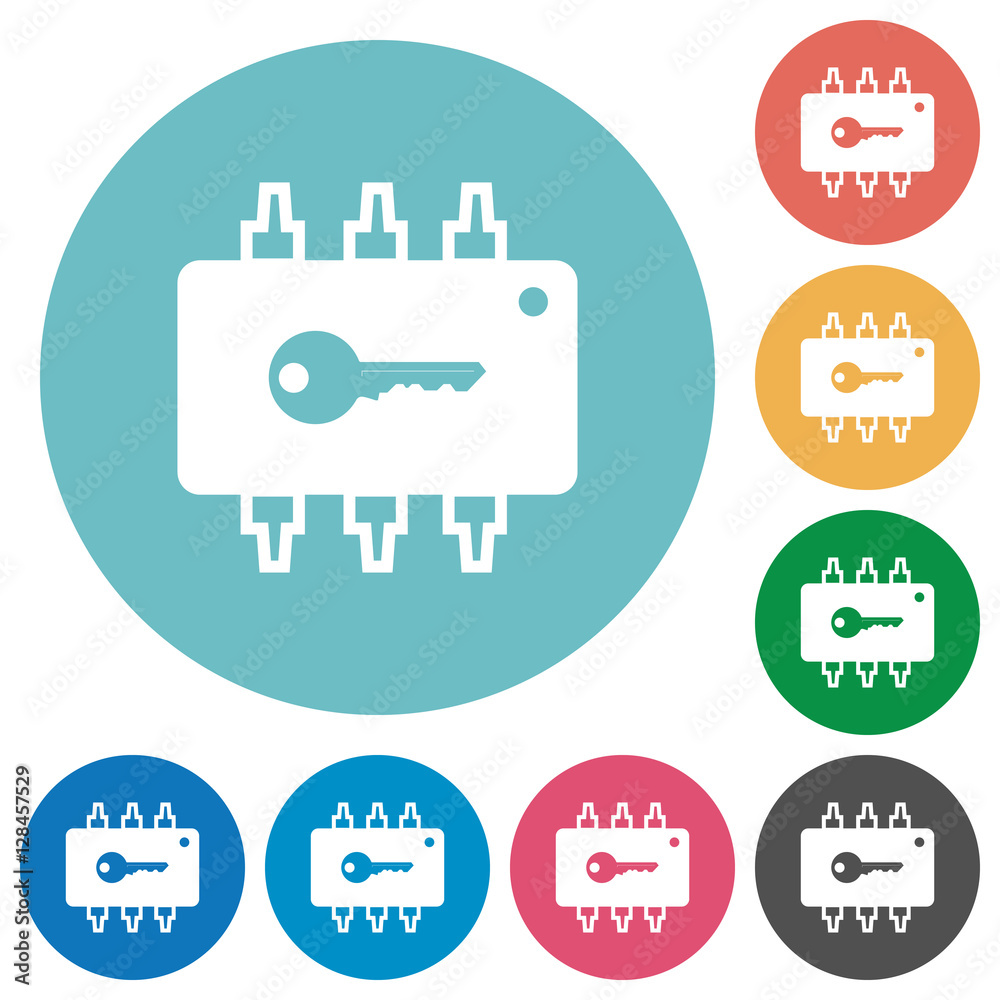 Hardware security flat icons Hardware security flat icons