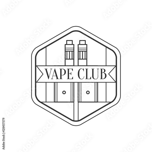 Hexagon Frame Premium Quality Vapers Club Monochrome Stamp For A Place To Smoke Vector Design Template