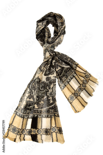 beige scarf with floral design
