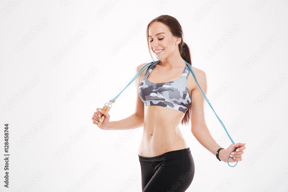 Fitness woman with skipping rope Fitness woman with skipping rope