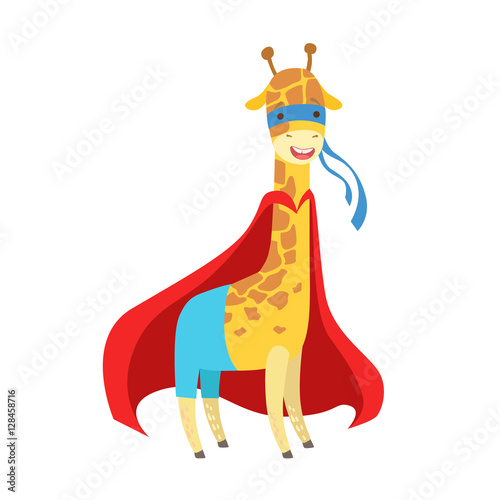 Giraffe Animal Dressed As Superhero With A Cape Comic Masked Vigilante Character