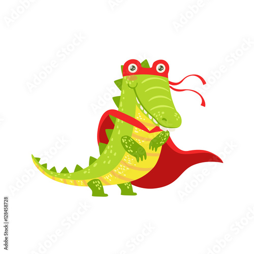Crocodile Animal Dressed As Superhero With A Cape Comic Masked Vigilante Character