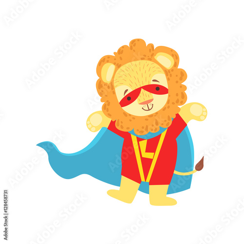 Lion Animal Dressed As Superhero With A Cape Comic Masked Vigilante Character