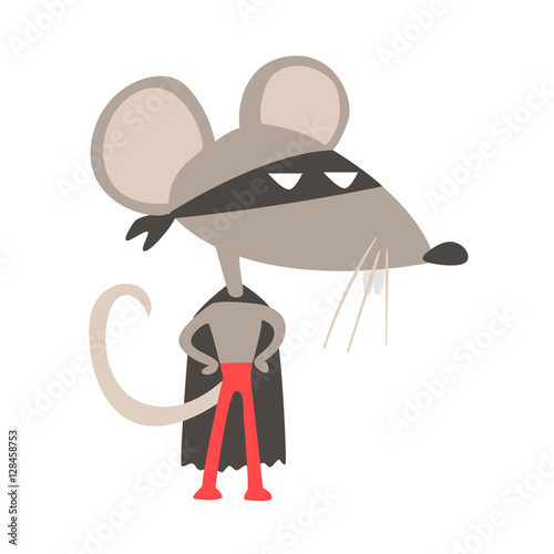 Rat Animal Dressed As Superhero With A Cape Comic Masked Vigilante Geometric Character