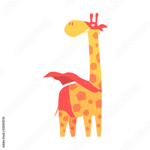 Giraffe Animal Dressed As Superhero With A Cape Comic Masked Vigilante Geometric Character