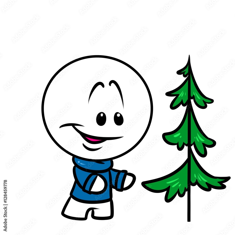 Character minimalism joy fir-tree cartoon illustration isolated image Character minimalism joy fir-tree cartoon illustration isolated image