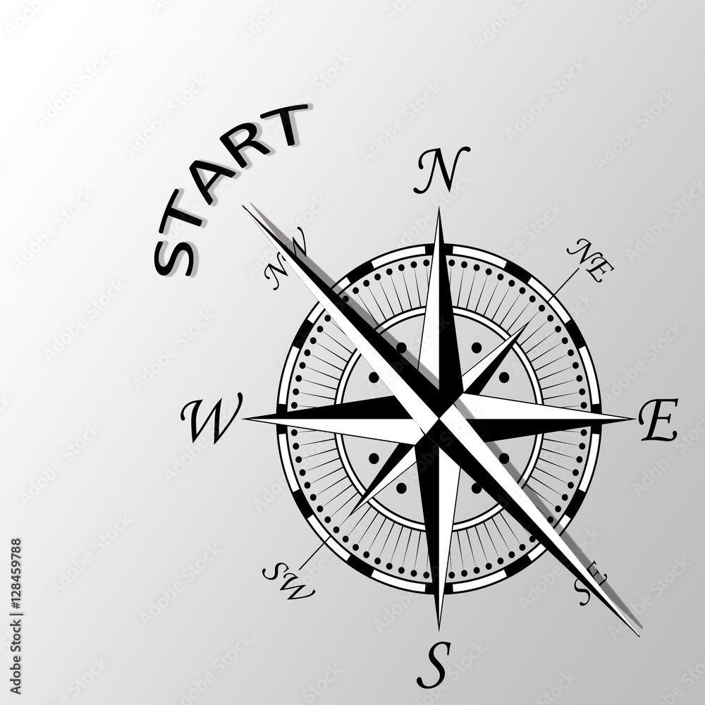 Illustration of start word written aside compass Illustration of start word written aside compass