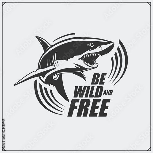 The emblem with shark for a sport team.