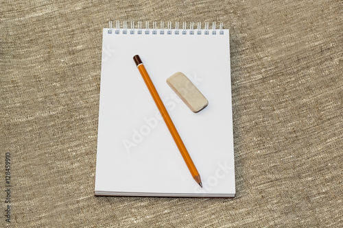 pencil eraser and clean the notebook