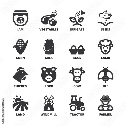 Farming flat symbols. Black