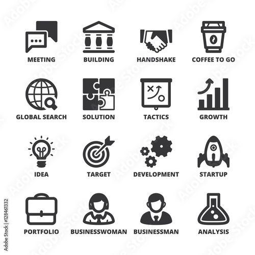Business flat symbols. Black