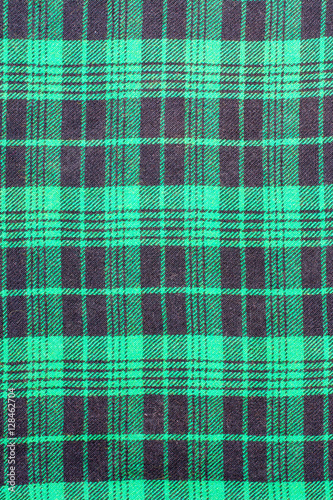Background woolen fabric in black and green cell