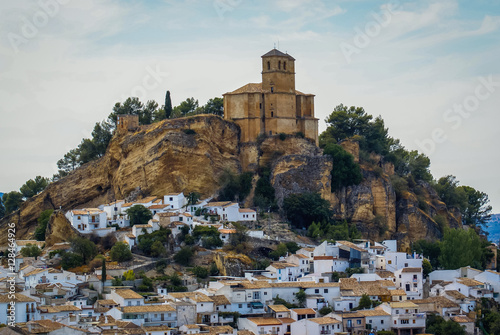Beautiful cityscape with castle on  hill in Montefrio, Spain photo