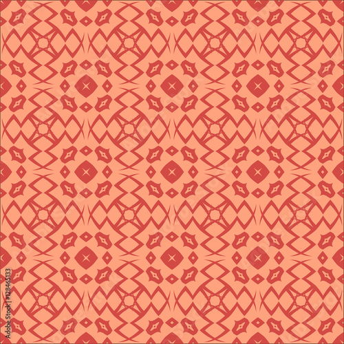 Red Ornamental Seamless Line Pattern. Endless Texture. Oriental Geometric Ornament