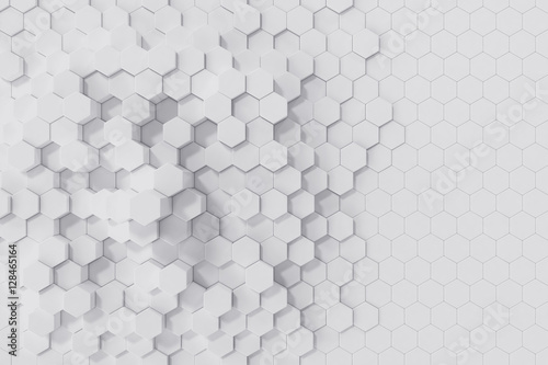 Fototapeta Naklejka Na Ścianę i Meble -  White geometric hexagonal abstract background. 3d rendering