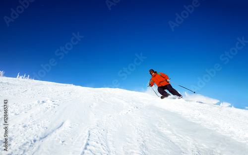 Skers rides slope skiing ski