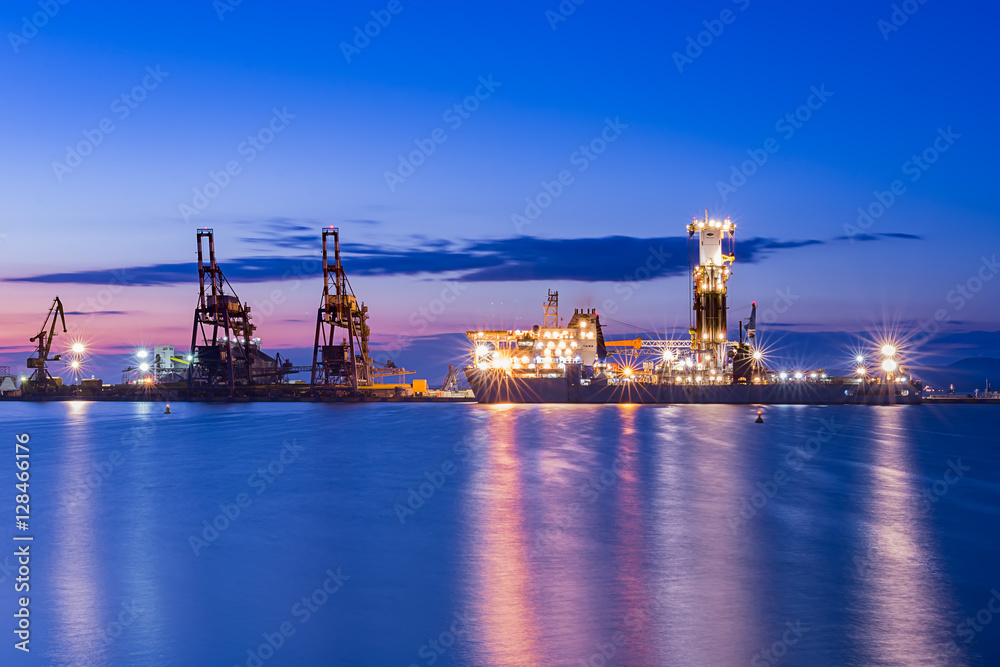NOBLE GLOBETROTTER II - Drill ship sunrise at Port of Burgas, Bulgaria
