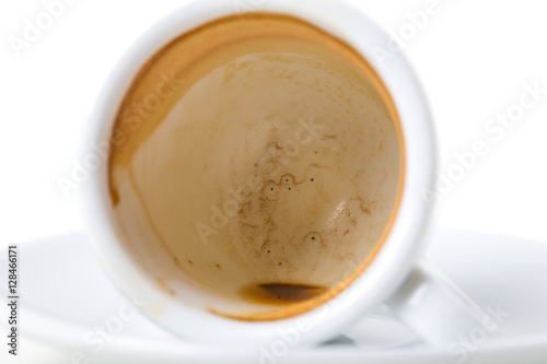Closeup of espresso cup after coffee.  photo