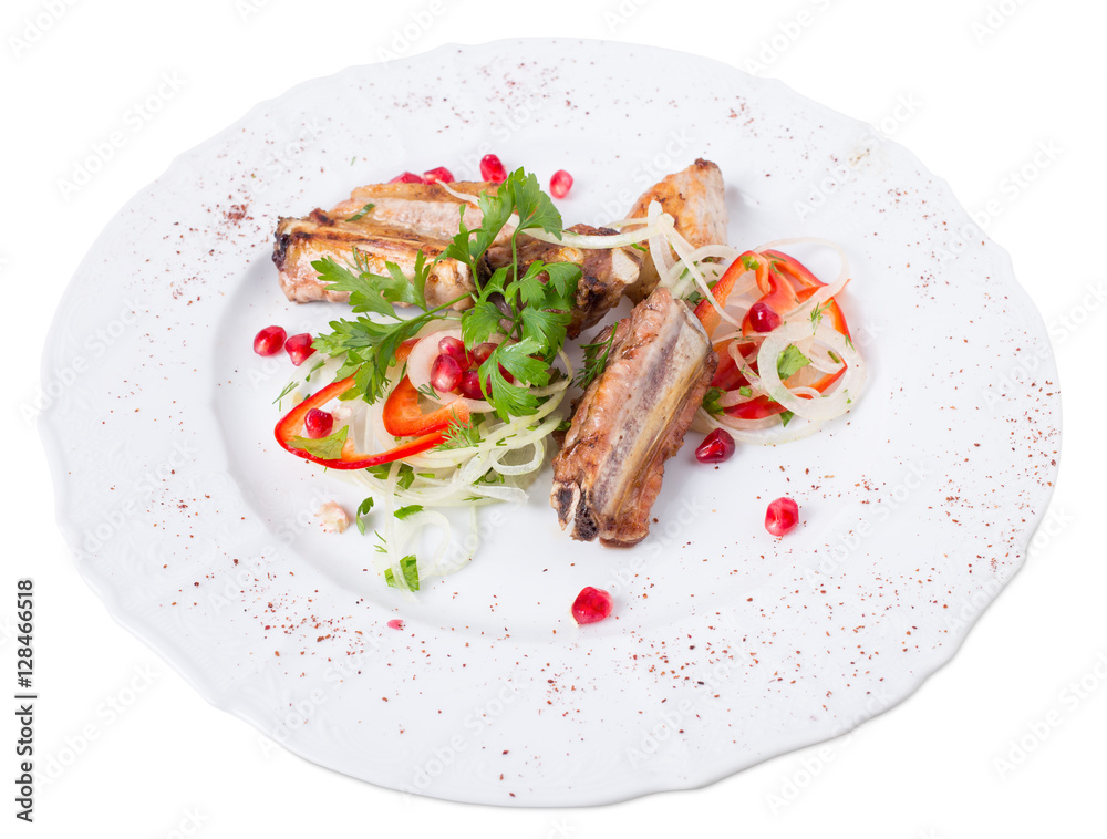 Grilled lamb racks in eastern style. Grilled lamb racks in eastern style.