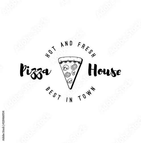 Pizza House. Italian Food Label. Badge Pizzeria. Design Elements Vector Illustration.