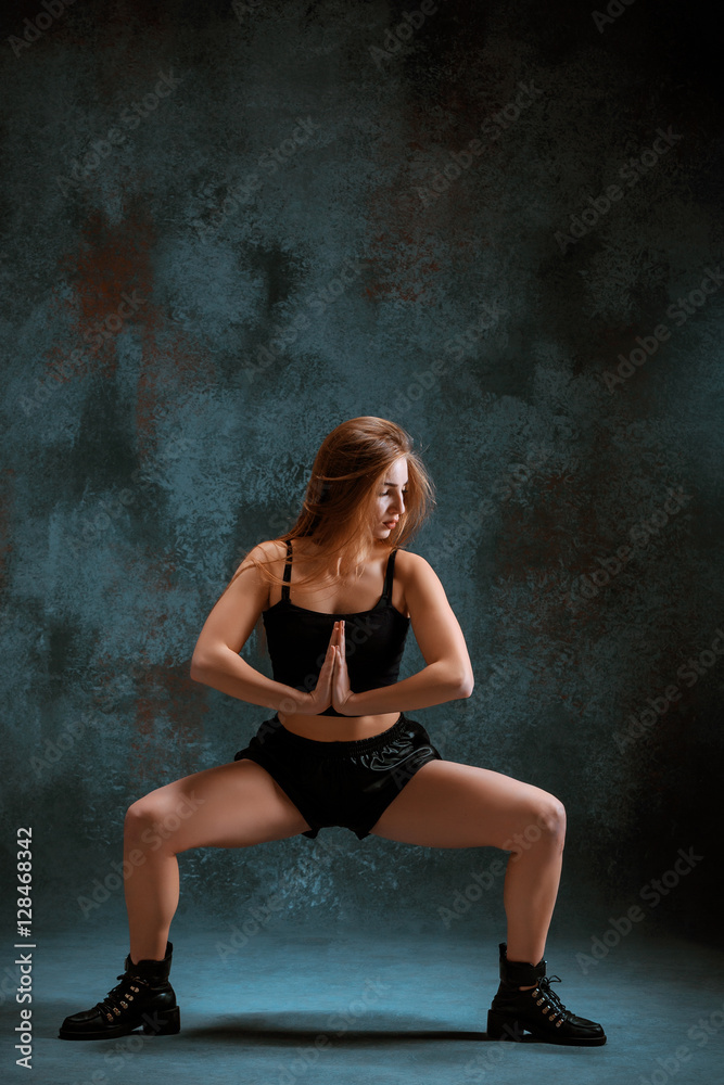 Attractive girl dancing twerk in the studio Attractive girl dancing twerk in the studio