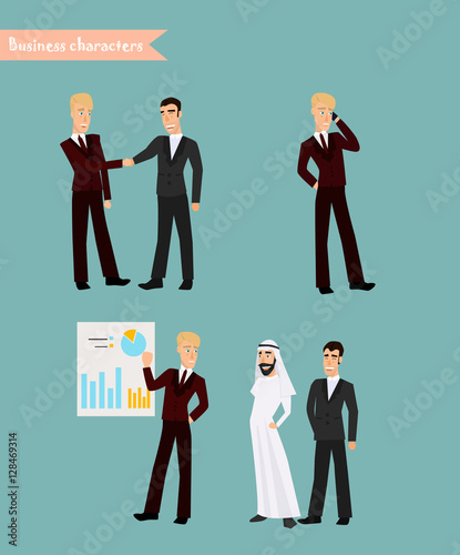 Retro Vintage Successful Businessman Working Set