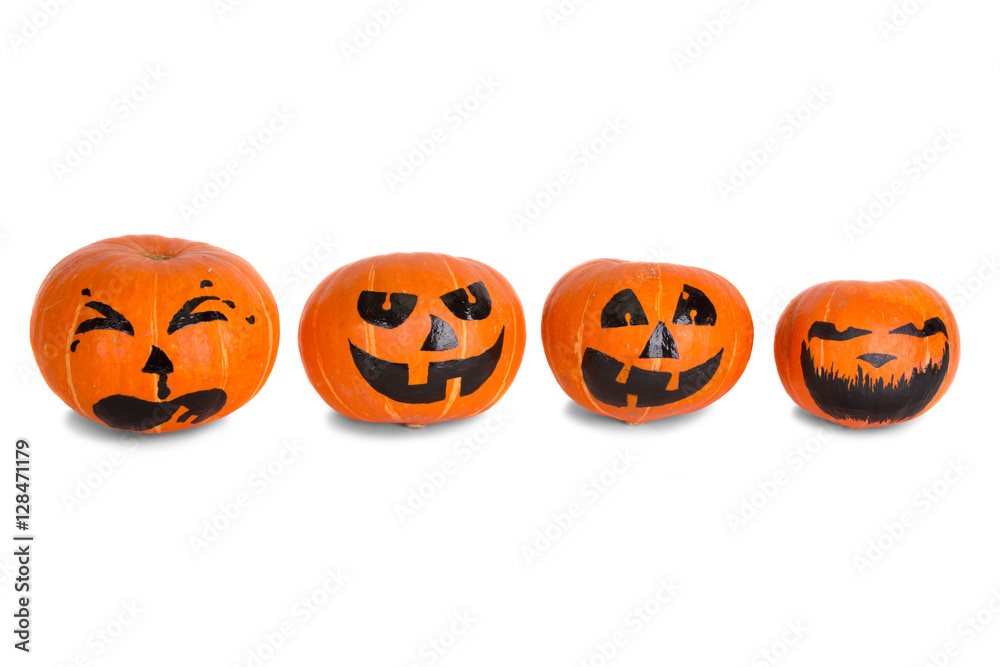 Funny Jack-o-lantern pumpkins on white background Funny Jack-o-lantern pumpkins on white background