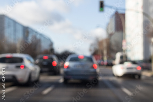 blurred lights of Road traffic cars on the city berlin in germany © Riko Best