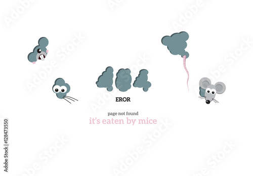 Vector 404 error page background. Mice gnawed holes in page