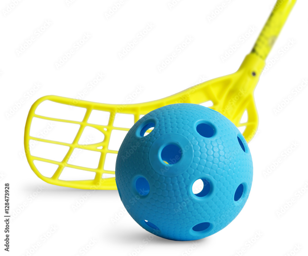 Floorball stick and ball Stock-Foto | Adobe Stock