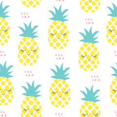 Keuken achterwand Ananas patronen Naadloos ananaspatroon in vectorstijl  © Larienn