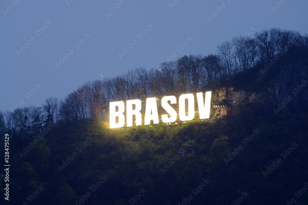 Brasov city word illuminated