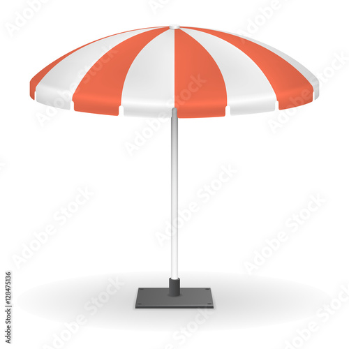 Red striped market umbrella for outdoor event vector illustration