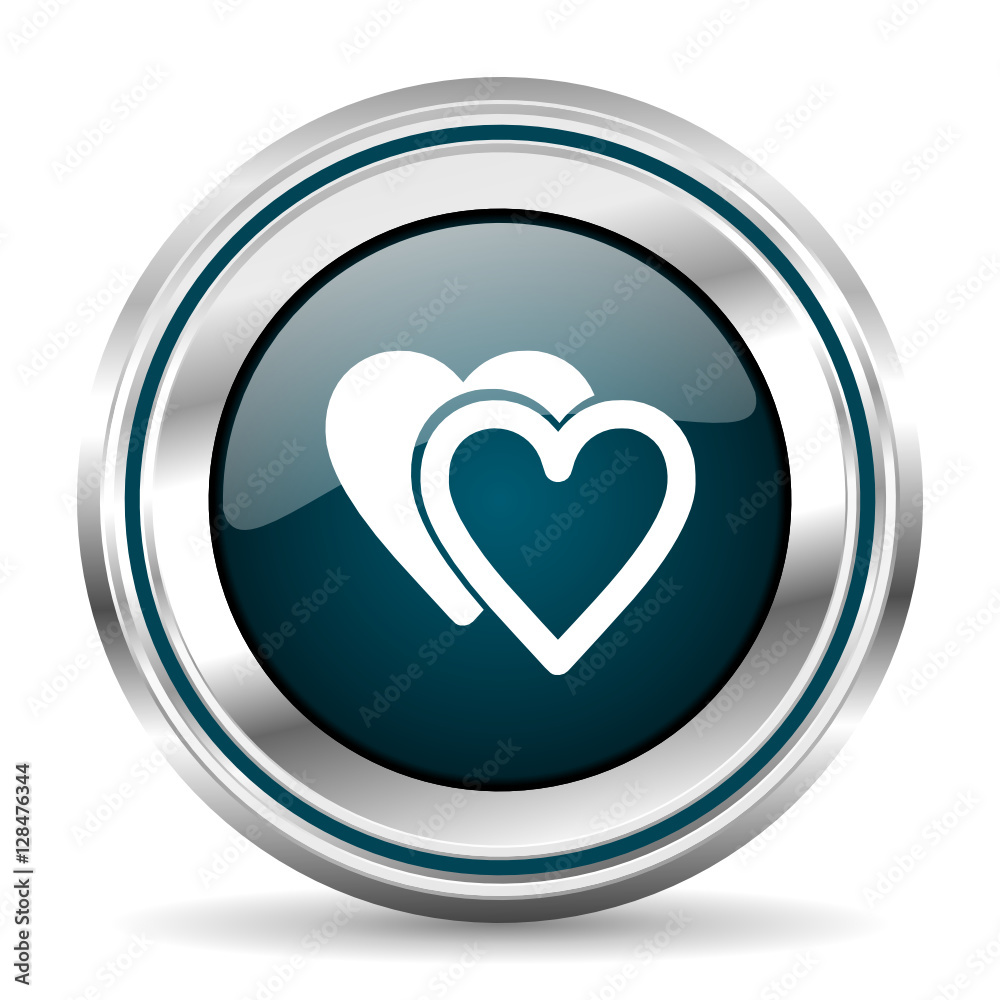 Love vector icon. Chrome border round web button. Silver metallic pushbutton. Love vector icon. Chrome border round web button. Silver metallic pushbutton.