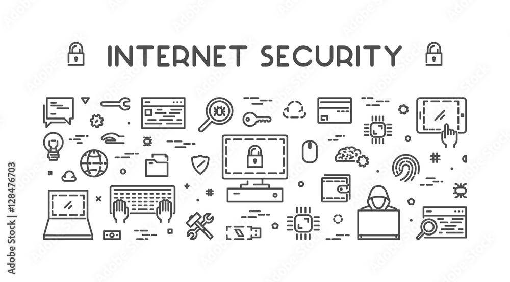 Line web concept for internet security Line web concept for internet security