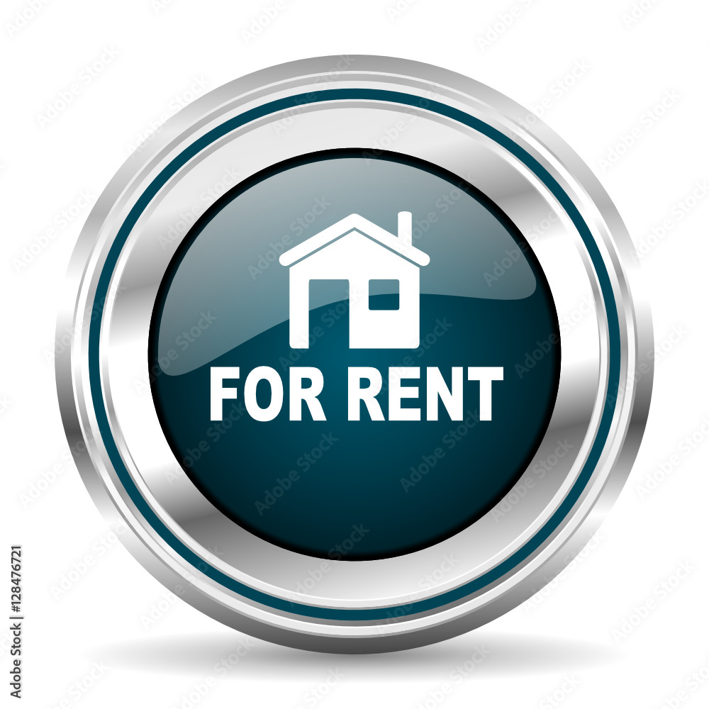 Home for rent vector icon. Chrome border round web button. Silver metallic pushbutton. Home for rent vector icon. Chrome border round web button. Silver metallic pushbutton.