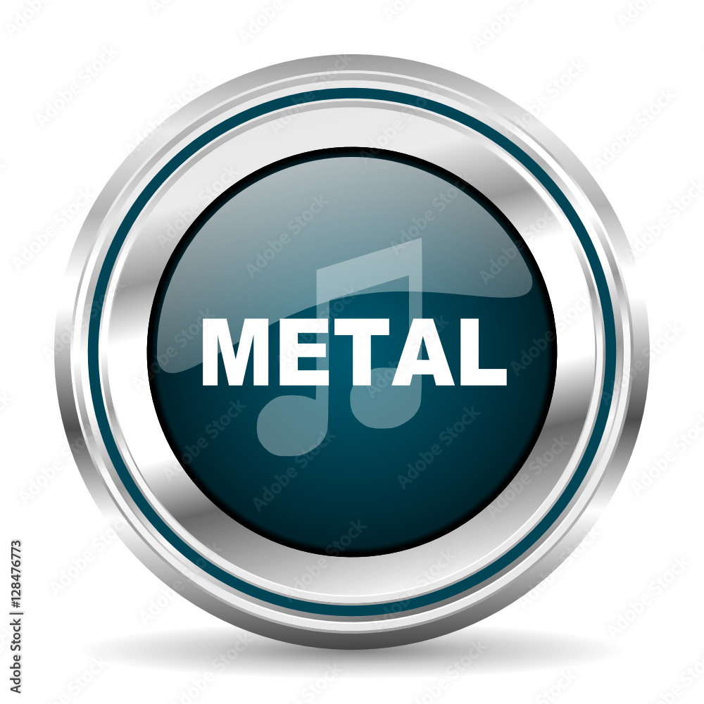 Metal music vector icon. Chrome border round web button. Silver metallic pushbutton. Metal music vector icon. Chrome border round web button. Silver metallic pushbutton.