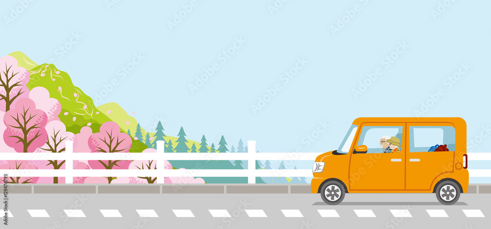 Obraz premium Springtime Drive, Senior couple, Anonymity