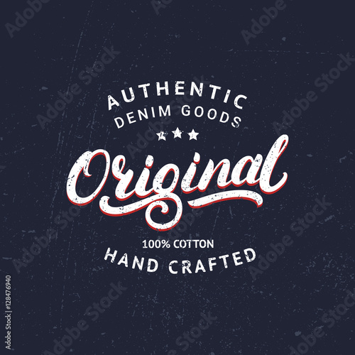 Original hand written lettering for label or badge.