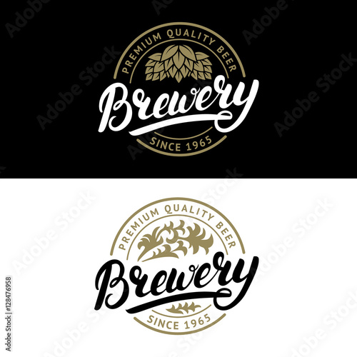 Set of Brewery hand written lettering logo, label, badge.