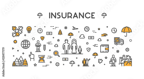 Vector line web concept for life insurance.