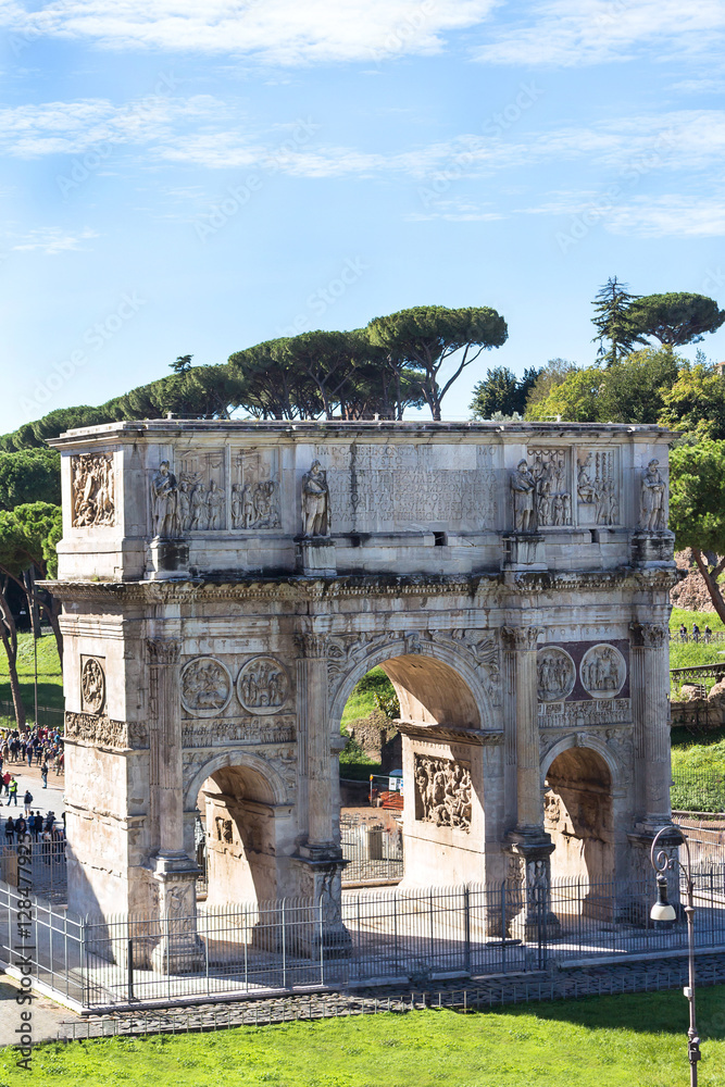 Arch of constantine near colosseum in Rome, Italy. vertical shot