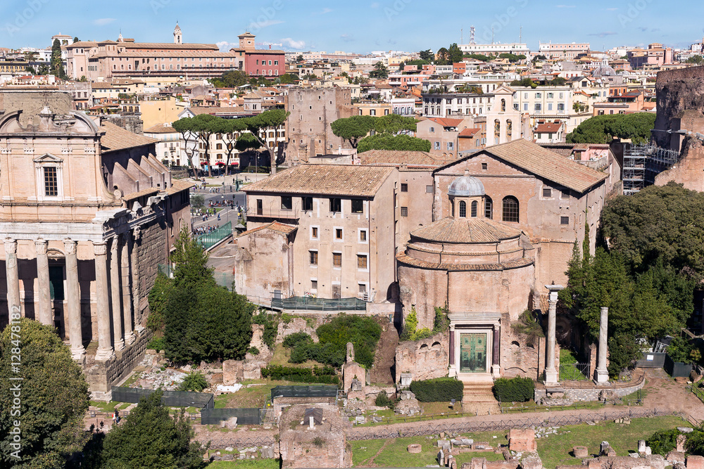 Roman forum ancient ruins in rome, Italy