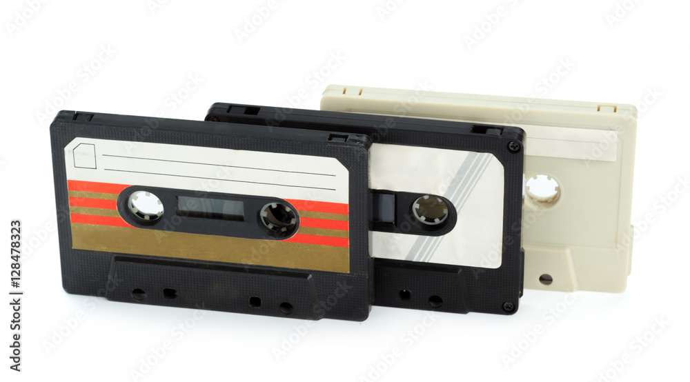 vintage cassette tape isolated white background