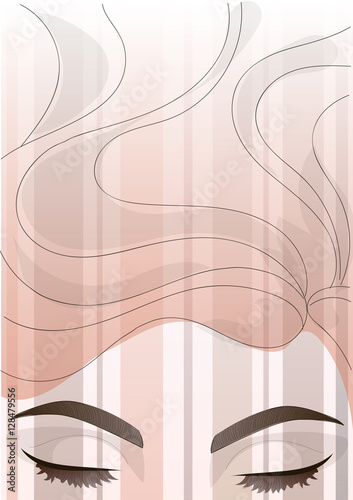vector beautiful eye with correction of eyebrows and hair background